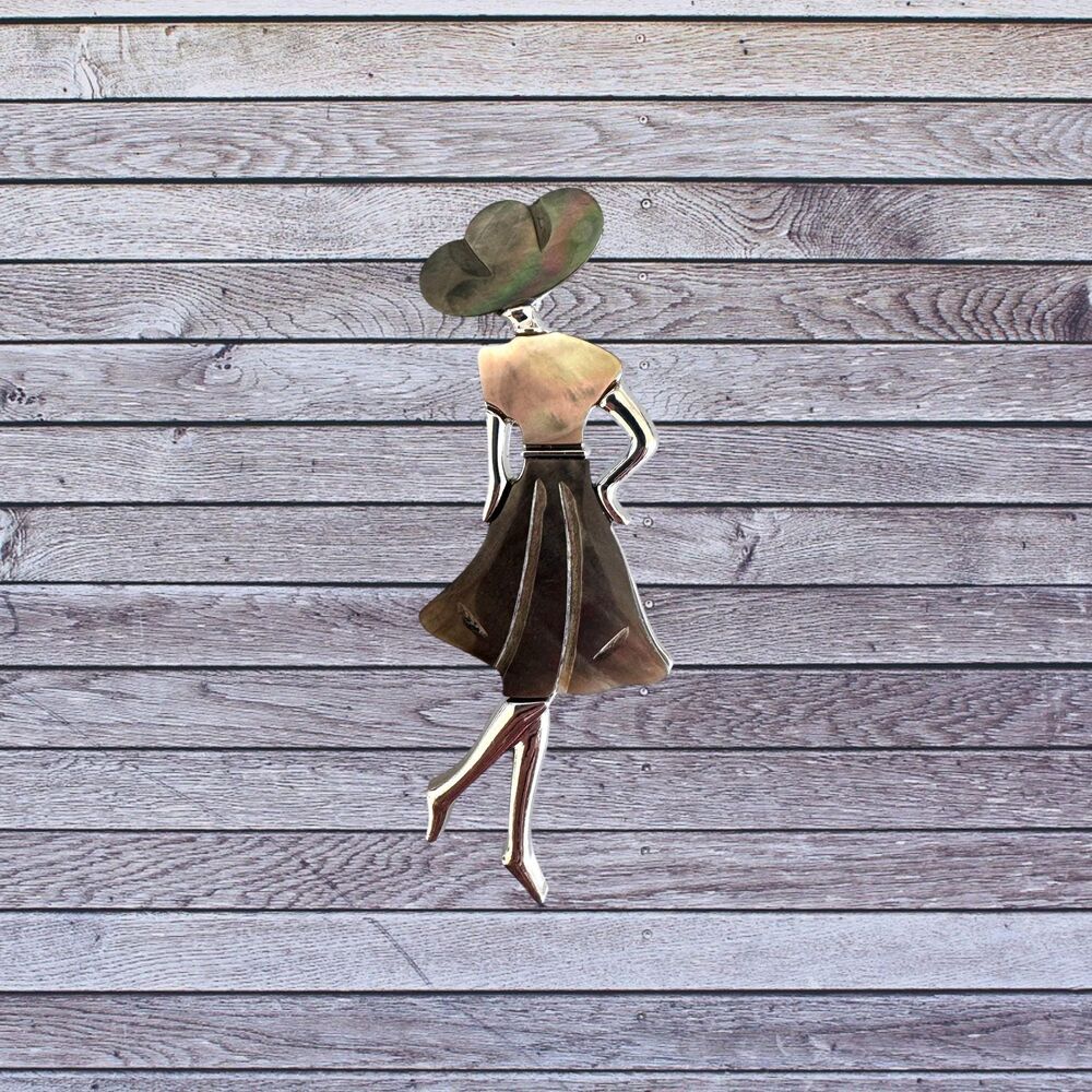 Black Mother of Pearl Women Brooch Pin Pendant Item #21859